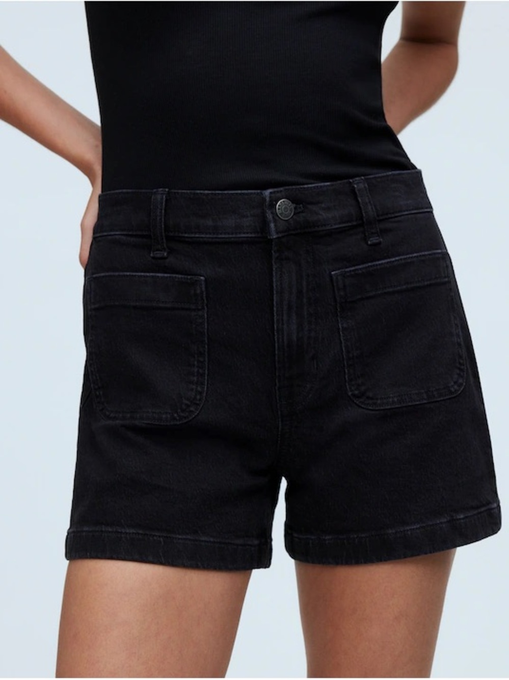 Madewell Emmett Shorts Black Denim High Rise A-Line Size 33 NWOT